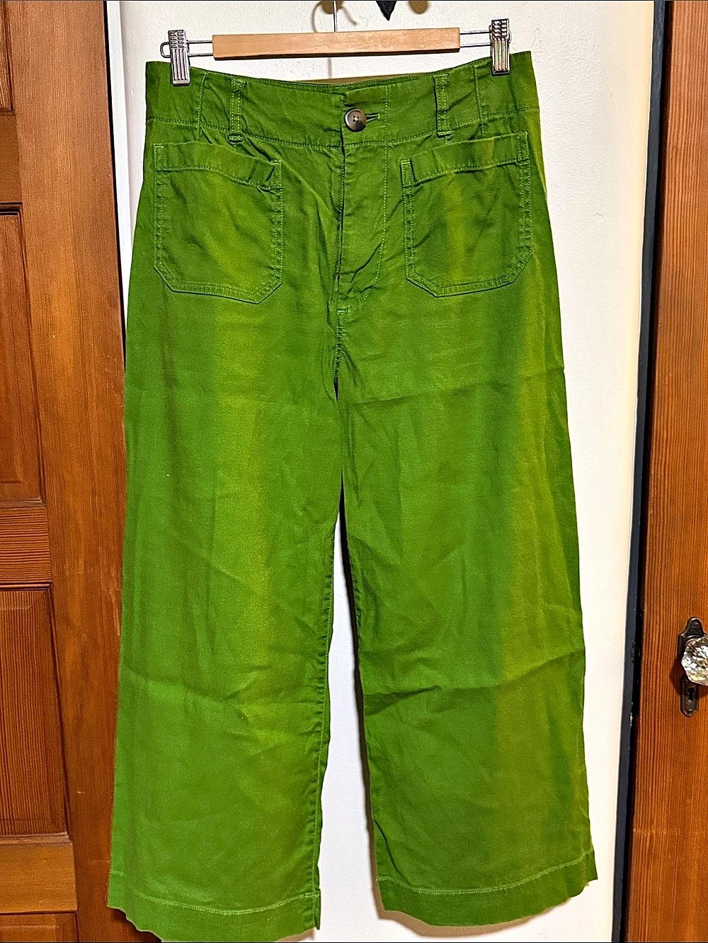 Maeve The Colette Green Cropped Wide Leg Pants Waist 29